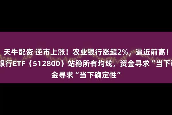 天牛配资 逆市上涨！农业银行涨超2%，逼近前高！双百亿银行ETF（512800）站稳所有均线，资金寻求“当下确定性”